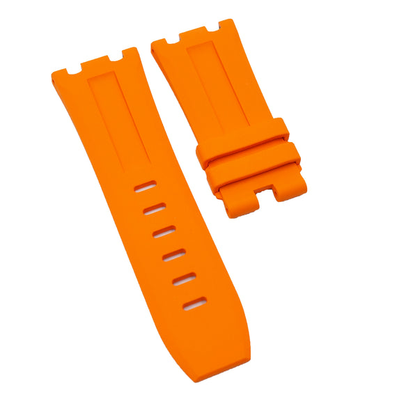 【GM】 28mm Rectangle Pattern Orange FKM Rubber Watch Strap For Audemars Piguet Royal Oak Offshore 42mm