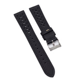 19mm Black Epsom Calf Leather Racing Watch Strap