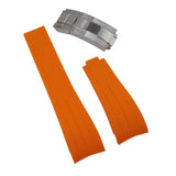 20mm Curved End Orange Rubber CTS Watch Strap For Rolex, Omega and MoonSwatch