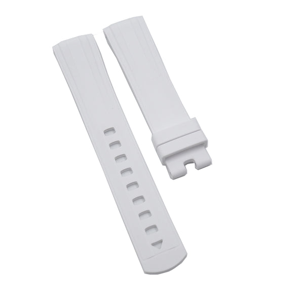 【GM】 20mm White Curved End FKM Rubber Watch Strap For Omega, Steel Inside