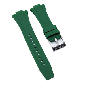 11mm, 12mm Green Rubber Watch Strap For Tissot PRX, Quick Release Spring Bars