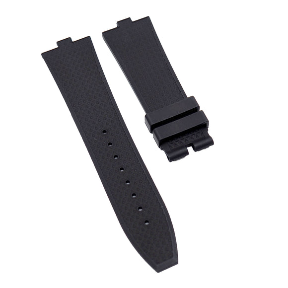 24mm Fine Triangle Pattern Black FKM Rubber Watch Strap For Vacheron Constantin Overseas, Quick Switch System