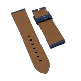 22mm, 24mm Italy Art Jeans Calf Leather Watch Strap, Blue, White Stitching For Panerai