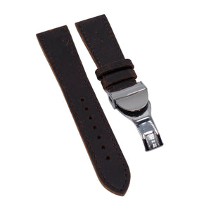 22mm Dark Brown Matte Calf Leather Watch Strap For Tudor Black Bay