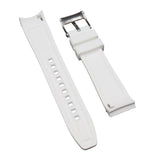 20mm Curved End Nylon Grain White Rubber Watch Strap w/ Black Line, Quick Release Spring Bars For Rolex, Omega and MoonSwatch