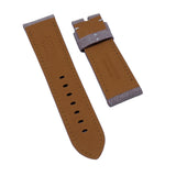 22mm, 24mm Italy Art Jeans Calf Leather Watch Strap, Orchid Pink, White Stitching For Panerai