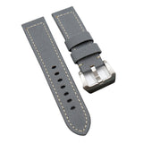 24mm, 26mm Grey Nylon Watch Strap For Panerai, Cream Stitching