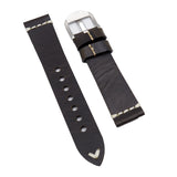 20mm Vintage Style Dark Green Waxed Calf Leather Watch Strap
