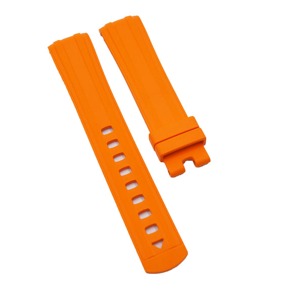 【GM】 20mm Orange Curved End FKM Rubber Watch Strap For Omega, Steel Inside