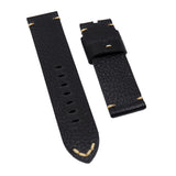 24mm Vintage Style Black Italy Calf Leather Watch Strap