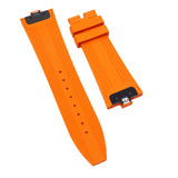 24mm Fine Triangle Pattern Orange FKM Rubber Watch Strap For Vacheron Constantin Overseas, Quick Switch System