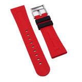 【GM】 23mm Straight Grain Dual Color Black & Red FKM Rubber Watch Strap For Blancpain Fifty Fathoms