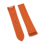 20mm, 22mm Curved End Orange FKM Rubber Watch Strap, White Stitching For Omega