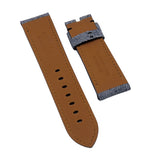 22mm, 24mm Italy Art Jeans Calf Leather Watch Strap, Gray, Black Stitching For Panerai