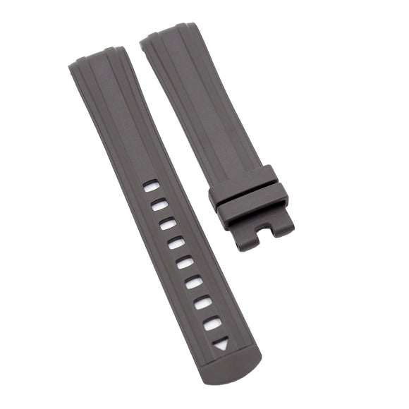 【GM】 20mm Iron Gray Curved End FKM Rubber Watch Strap For Omega, Steel Inside