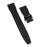 21mm Pilot Style Black Alligator Leather Watch Strap For IWC, Cream Stitching, Rivet Lug, Semi Square Tail