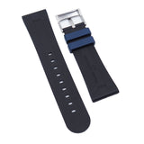 【GM】 23mm Straight Grain Dual Color Blue & Black FKM Rubber Watch Strap For Blancpain Fifty Fathoms