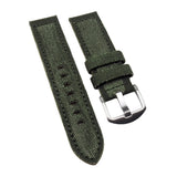 22mm, 23mm, 24mm Military Style Jungle Green Canvas Watch Strap