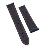 21mm Curved End Deep Blue Suede Leather Watch Strap For Omega