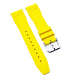 20mm, 21mm, 22mm Pilot Style Yellow FKM Rubber Watch Strap For IWC, Semi Square Tail, Quick Release Spring Bars