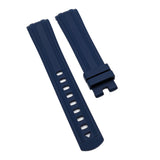 【GM】 20mm Navy Blue Curved End FKM Rubber Watch Strap For Omega, Steel Inside