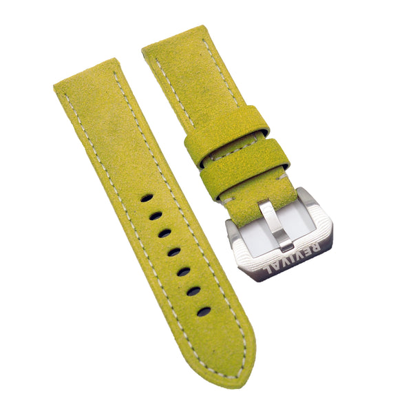 24mm, 26mm Mimosa Yellow Suede Leather Watch Strap For Panerai