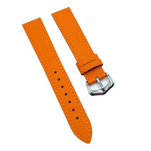 14mm, 16mm, 18mm Orange Litchi Grain Calf Leather Watch Strap