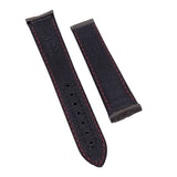 21mm Curved End Deep Gray Calf Leather Watch Strap For Omega