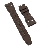 20mm, 21mm, 22mm Pilot Style Brown FKM Rubber Watch Strap For IWC, Rivet Lug, Semi Square Tail, Quick Release Spring Bars