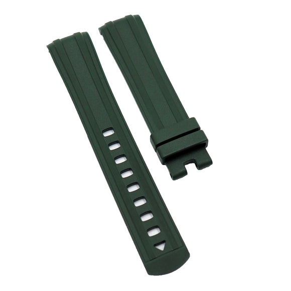 【GM】 20mm Dark Green Curved End FKM Rubber Watch Strap For Omega, Steel Inside