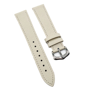 14mm, 16mm, 18mm Ivory White Litchi Grain Calf Leather Watch Strap