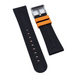 【GM】 23mm Straight Grain Dual Color Orange & Black FKM Rubber Watch Strap For Blancpain Fifty Fathoms