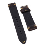 22mm Vintage Style Umber Brown Calf Leather Watch Strap