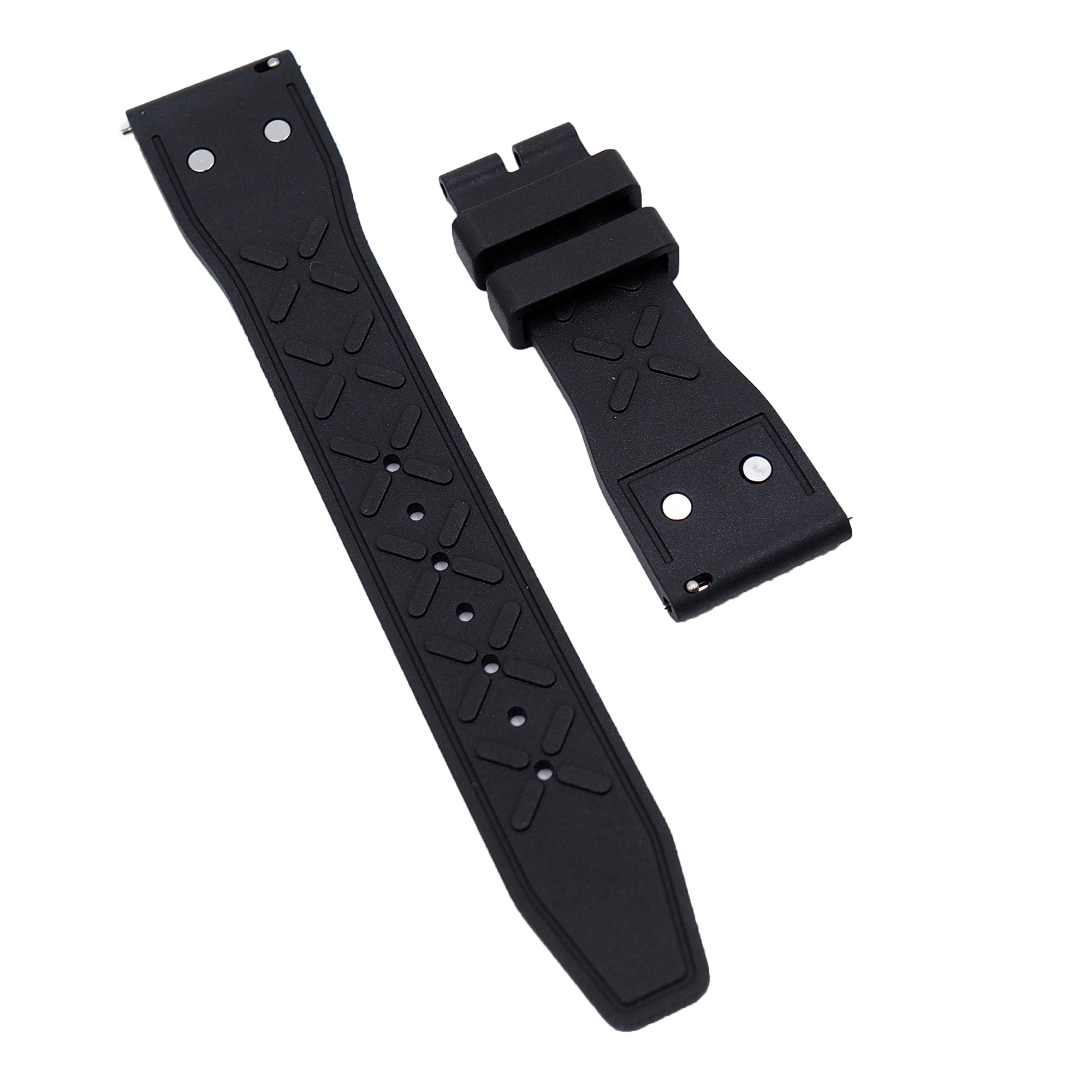 20mm, 21mm, 22mm Pilot Style Black FKM Rubber Watch Strap For IWC
