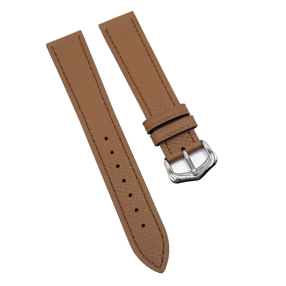 14mm, 16mm, 18mm Camel Brown Litchi Grain Calf Leather Watch Strap