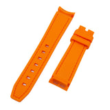 20mm Curved End Nylon Grain Orange Rubber Watch Strap w/ Stitching For Rolex, Omega and MoonSwatch