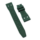 20mm, 21mm, 22mm Pilot Style Blackish Green FKM Rubber Watch Strap For IWC, Rivet Lug, Semi Square Tail, Quick Release Spring Bars