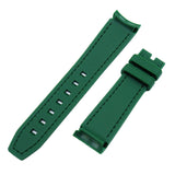 20mm Curved End Nylon Grain Green Rubber Watch Strap w/ Stitching For Rolex, Omega and MoonSwatch