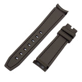 20mm Curved End Nylon Grain Brown Rubber Watch Strap w/ Stitching For Rolex, Omega and MoonSwatch