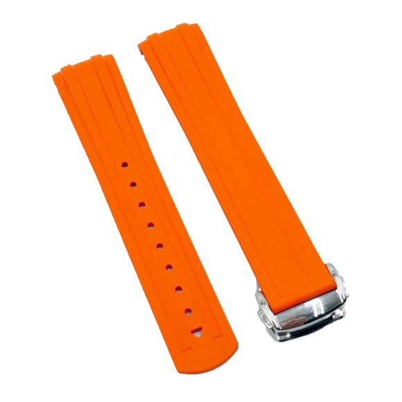 20mm Orange Curved End FKM Rubber Watch Strap For Omega and MoonSwatch