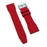 20mm, 21mm, 22mm Pilot Style Red FKM Rubber Watch Strap For IWC, Semi Square Tail, Quick Release Spring Bars