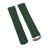 20mm Dark Green Curved End FKM Rubber Watch Strap For Omega and MoonSwatch