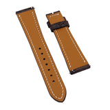 19mm, 20mm Dark Brown Babele Leather Watch Strap, Quick Release Spring Bars