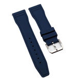 20mm, 21mm, 22mm Pilot Style Navy Blue FKM Rubber Watch Strap For IWC, Semi Square Tail, Quick Release Spring Bars