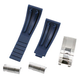 22mm Straight End Navy Blue Rubber Watch Strap and End link For Tudor Black Bay 41mm