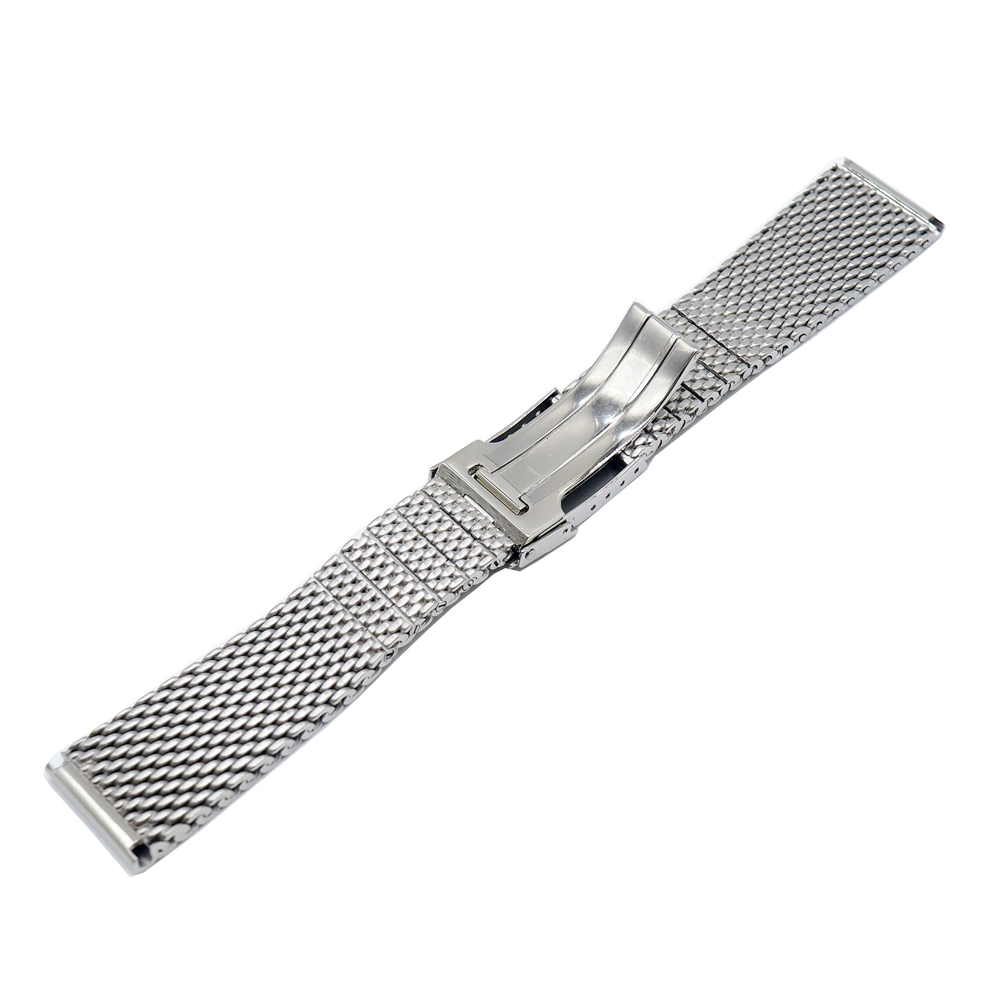 22mm Straight End Polished Mesh-Milan Watch Strap For Breitling 