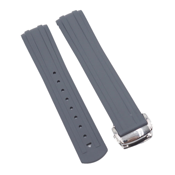 20mm Gray Curved End FKM Rubber Watch Strap For Omega and MoonSwatch