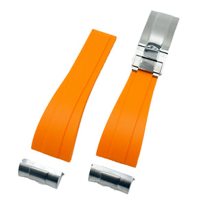 22mm Straight End Orange Rubber Watch Strap and End link For Tudor Black Bay 41mm