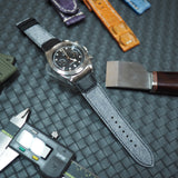 22mm Gray Italy Art Jeans Calf Leather Watch Strap For Jaeger-LeCoultre Reverso