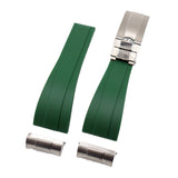 22mm Straight End Green Rubber Watch Strap and End link For Tudor Black Bay 41mm